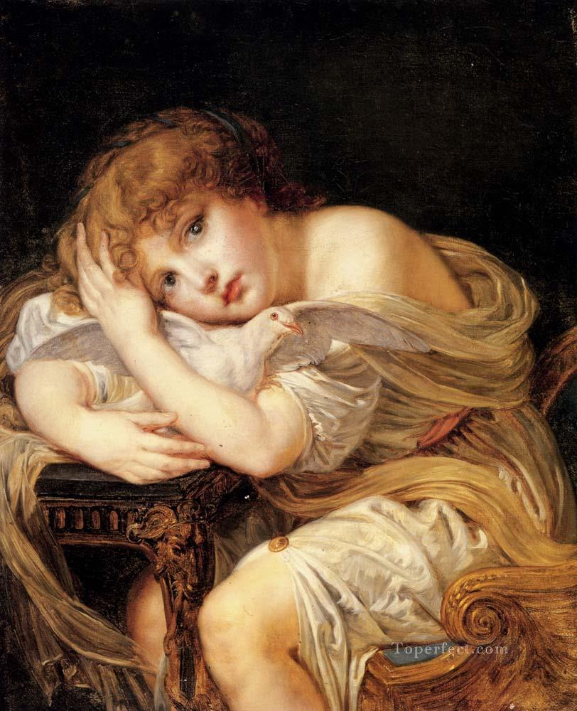 La Jeune Fille A La Colombe portrait Jean Baptiste Greuze Oil Paintings